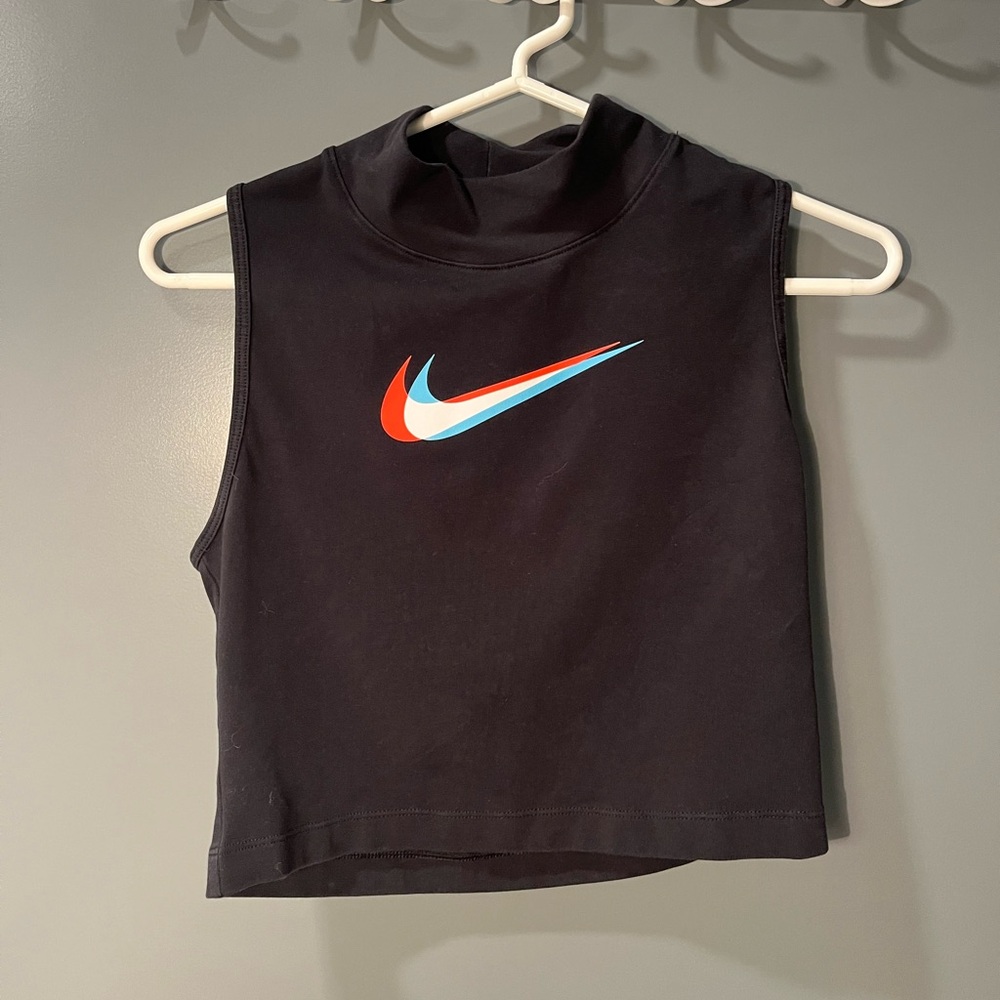 Nike tank top black cropped with neon nike logo